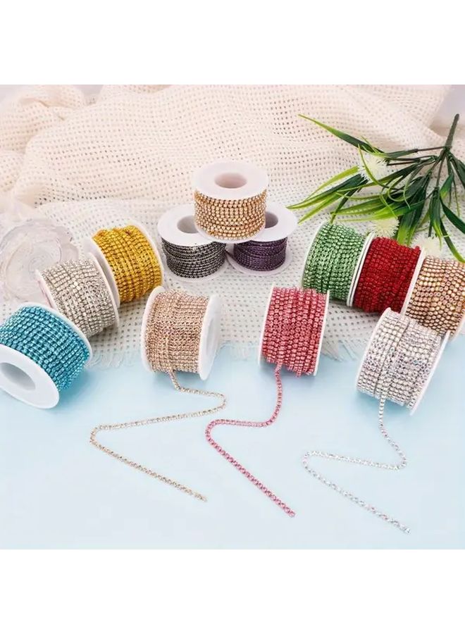 Lake Blue 20 Yards Rhinestone Trim Chain SS6 5 Crystal Stitch Costume Decoration Craft Sewing Supplies - Image 3